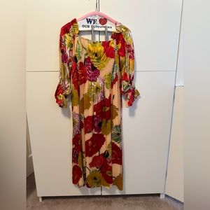 Cult Gaia Painted Floral Off the shoulder dress